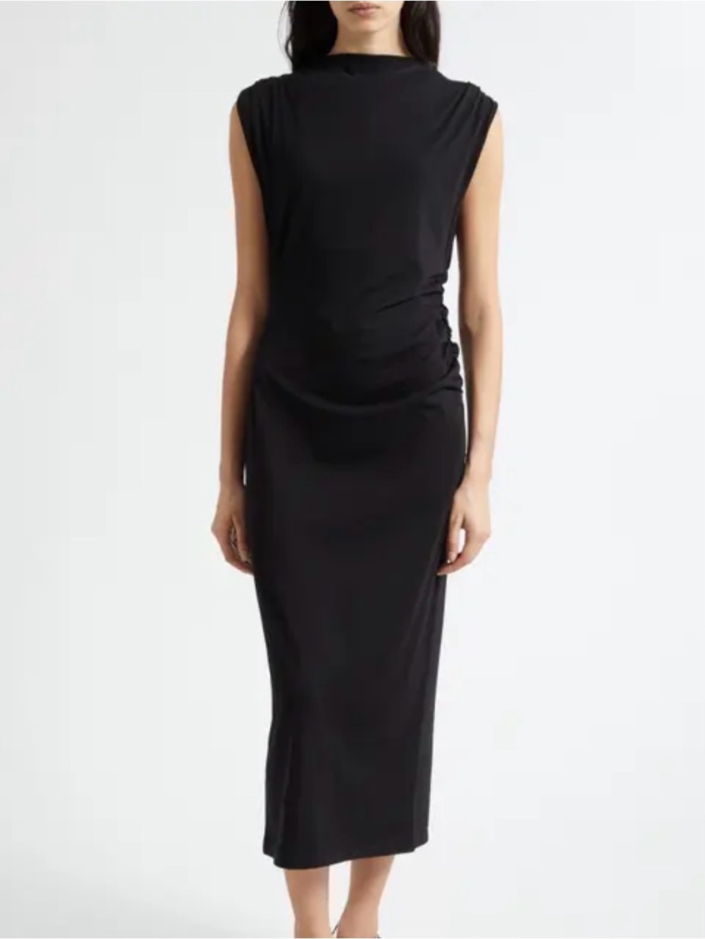 Dkny Black Cap-Sleeve Midi Dress - Picture 2 of 9